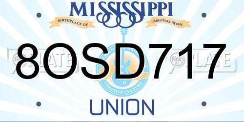 8OSD717 Mississippi License Plate