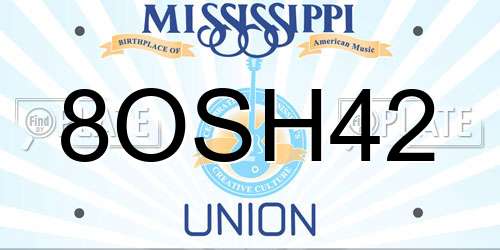 8OSH42 Mississippi License Plate
