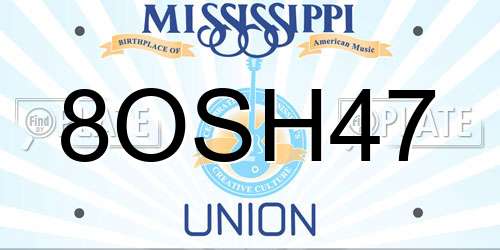 8OSH47 Mississippi License Plate