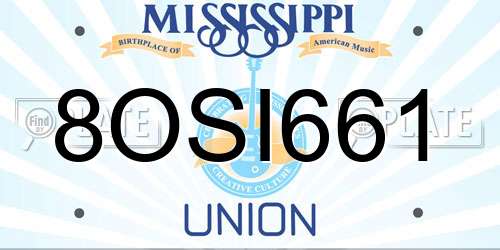 8OSI661 Mississippi License Plate