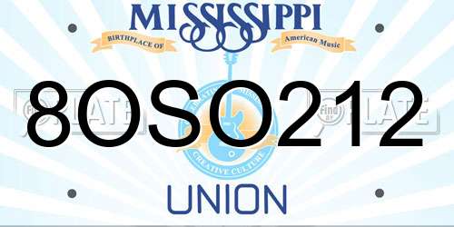 8OSO212 Mississippi License Plate