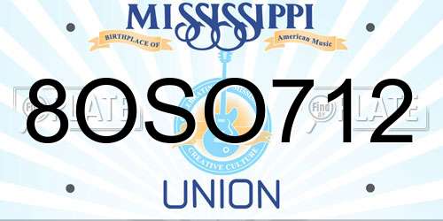 8OSO712 Mississippi License Plate