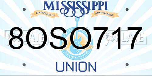 8OSO717 Mississippi License Plate