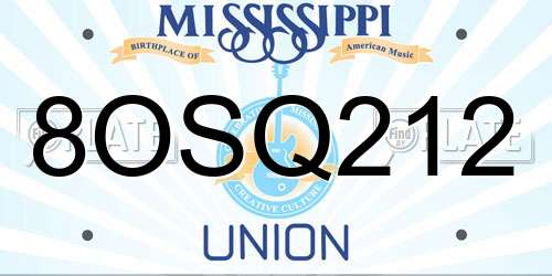 8OSQ212 Mississippi License Plate