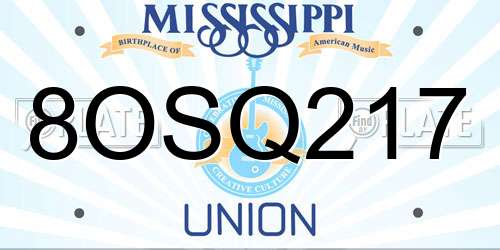 8OSQ217 Mississippi License Plate