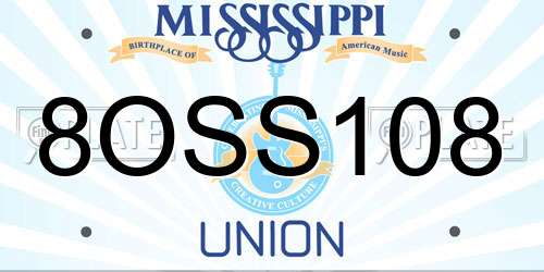 8OSS108 Mississippi License Plate