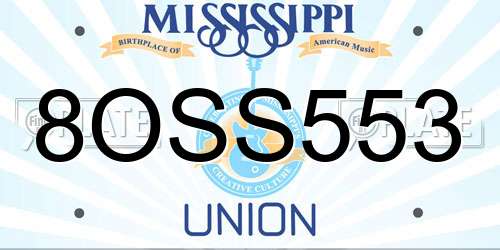 8OSS553 Mississippi License Plate