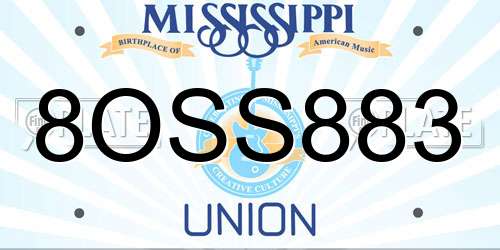 8OSS883 Mississippi License Plate