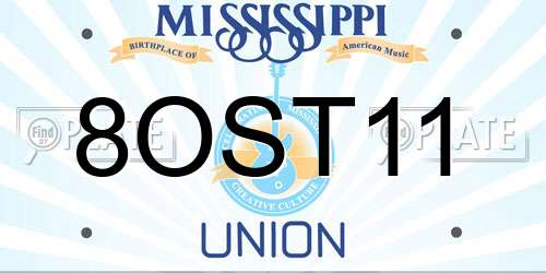 8OST11 Mississippi License Plate
