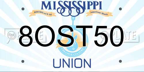 8OST50 Mississippi License Plate