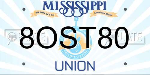8OST80 Mississippi License Plate