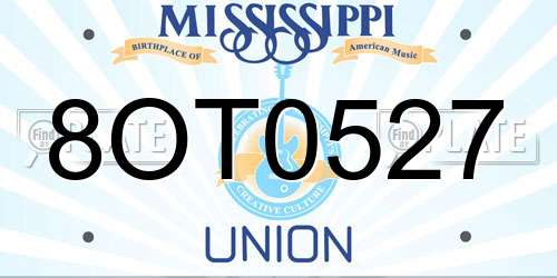 8OT0527 Mississippi License Plate