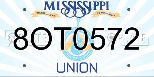 8OT0572 Mississippi License Plate