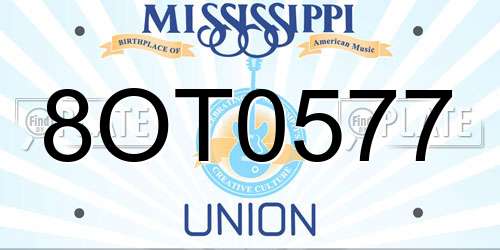 8OT0577 Mississippi License Plate