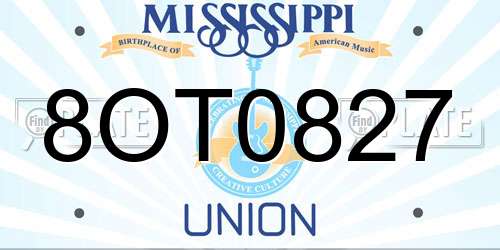 8OT0827 Mississippi License Plate
