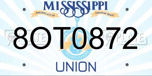 8OT0872 Mississippi License Plate