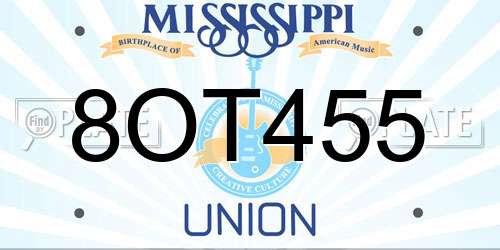 8OT455 Mississippi License Plate