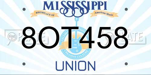 8OT458 Mississippi License Plate