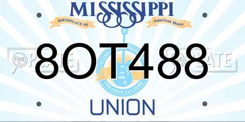 8OT488 Mississippi License Plate