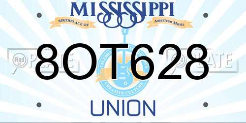 8OT628 Mississippi License Plate