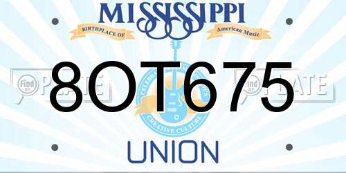 8OT675 Mississippi License Plate