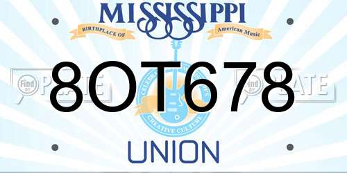 8OT678 Mississippi License Plate
