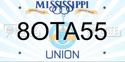 8OTA55 Mississippi License Plate