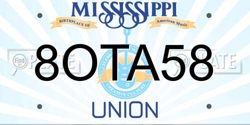 8OTA58 Mississippi License Plate
