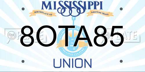 8OTA85 Mississippi License Plate