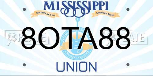 8OTA88 Mississippi License Plate