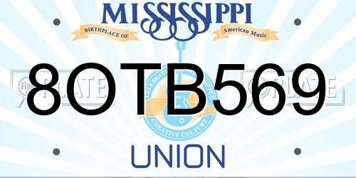 8OTB569 Mississippi License Plate