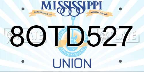 8OTD527 Mississippi License Plate