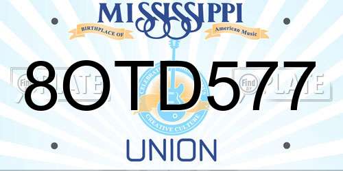 8OTD577 Mississippi License Plate