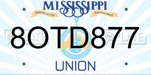 8OTD877 Mississippi License Plate