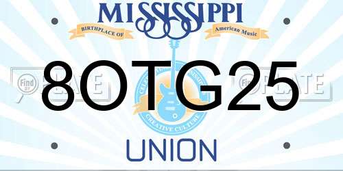 8OTG25 Mississippi License Plate