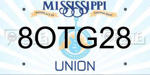 8OTG28 Mississippi License Plate
