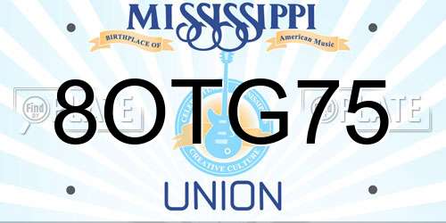 8OTG75 Mississippi License Plate