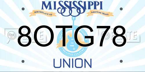 8OTG78 Mississippi License Plate