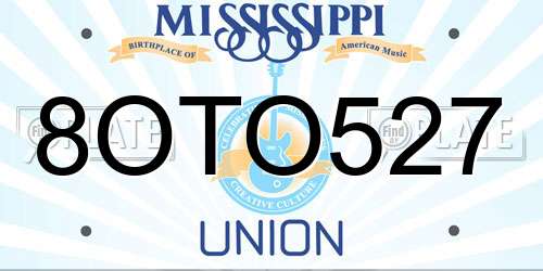 8OTO527 Mississippi License Plate