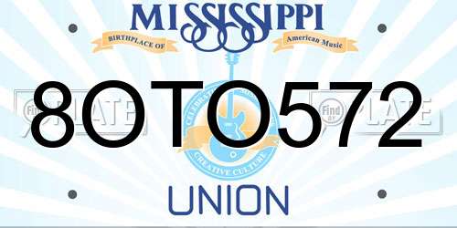 8OTO572 Mississippi License Plate