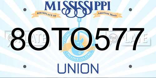 8OTO577 Mississippi License Plate