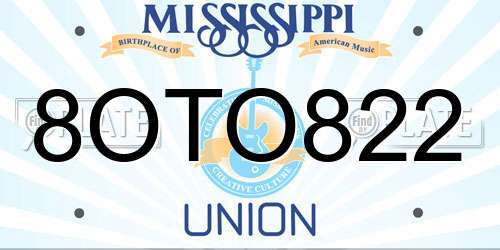 8OTO822 Mississippi License Plate