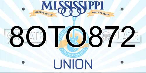 8OTO872 Mississippi License Plate