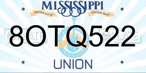 8OTQ522 Mississippi License Plate
