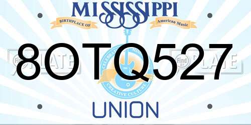 8OTQ527 Mississippi License Plate