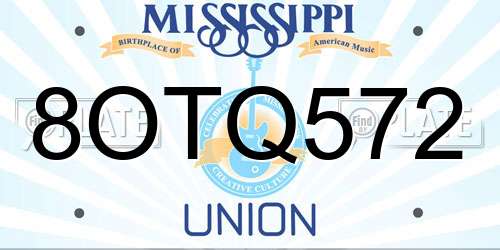 8OTQ572 Mississippi License Plate