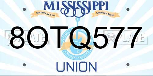 8OTQ577 Mississippi License Plate