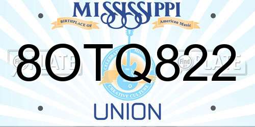 8OTQ822 Mississippi License Plate