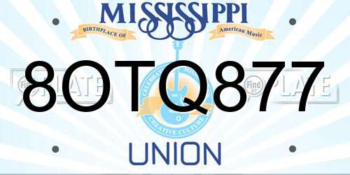 8OTQ877 Mississippi License Plate