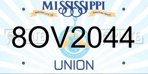 8OV2044 Mississippi License Plate
